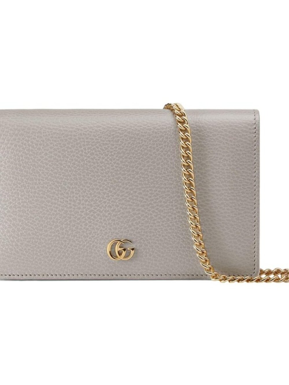 Gucci Monochrome Mini GG Calfskin Marmont Wallet On Chain Grey Sky Pink 497985